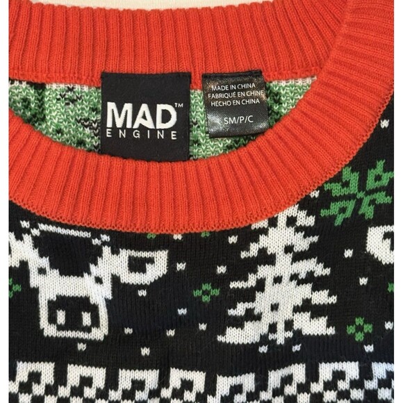 Mad Engine Christmas Mooo Cow Jingle Bell Ugly Christmas Sweater Men’s Small Red - Picture 3 of 6